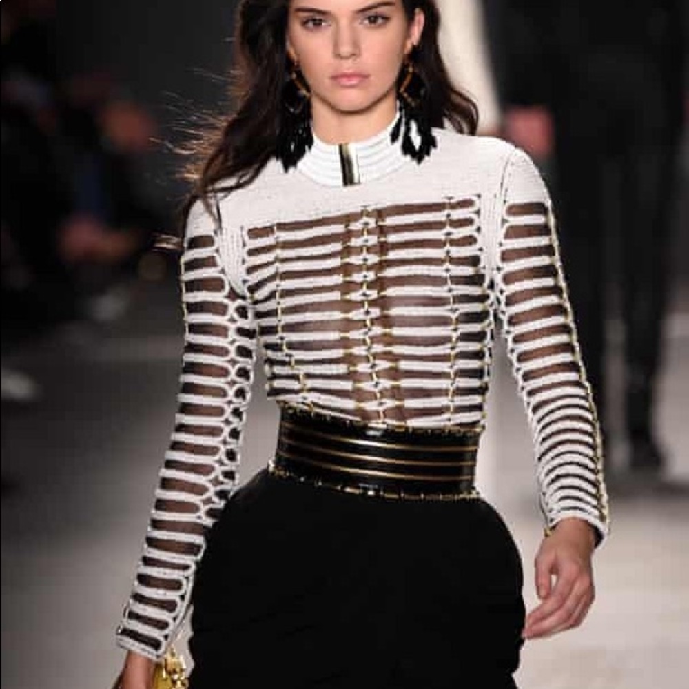 Balmain x H&M wide patent leather black gold belt